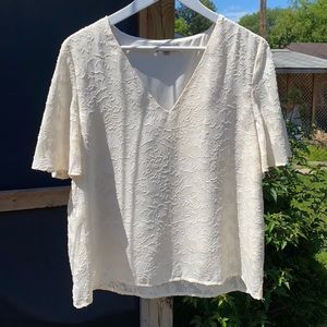 Ivory floral overlay blouse